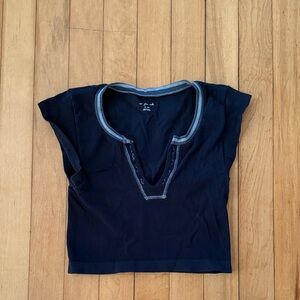 Urban Outfitters Black and Gray Ribbed Crop Top